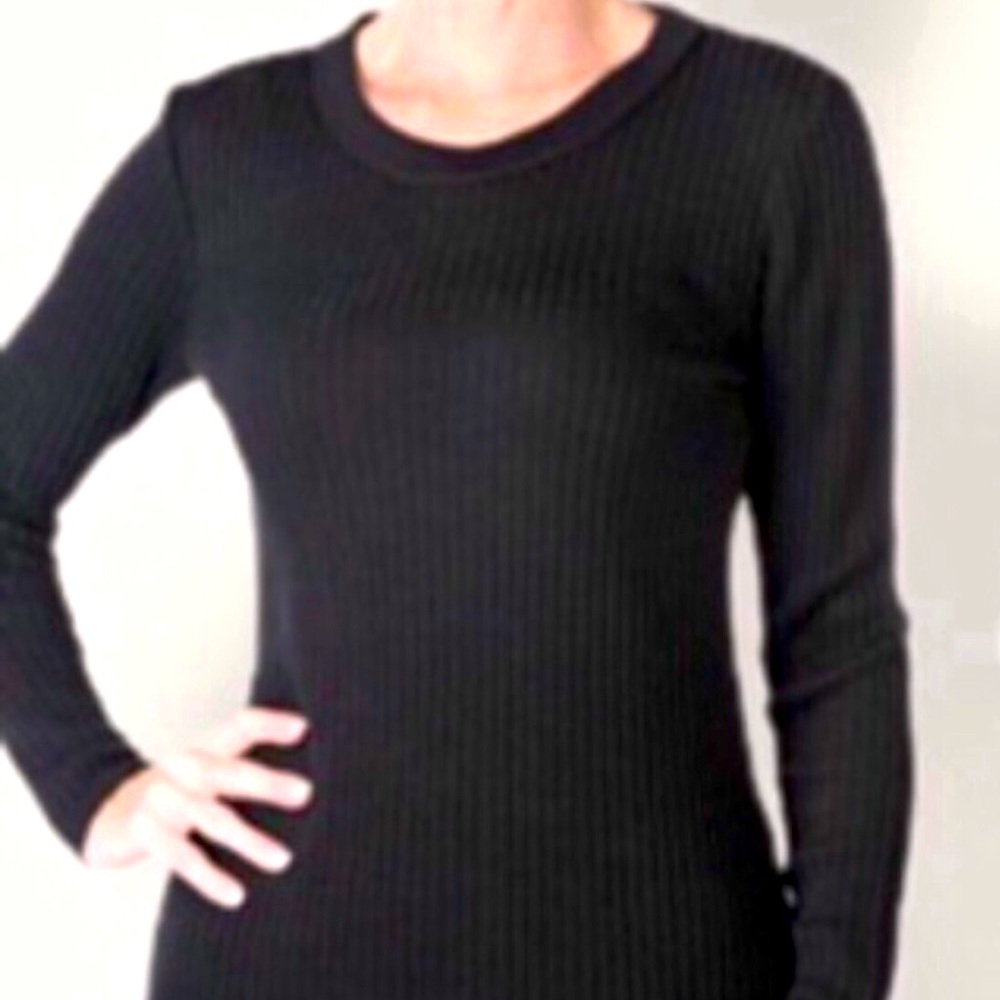 Ribbed cardigan crewneck - black medium NWT
